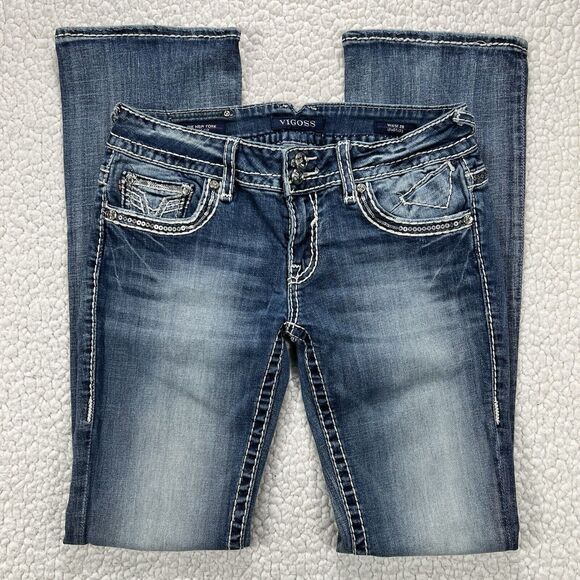 VIGOSS Denim - Vigoss Jeans Women’s 28x32 Blue New York Boot Cut Low Rise Embroidered